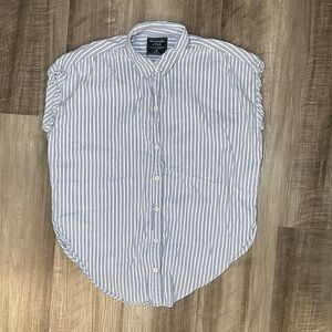 Abercrombie & Fitch Blue White Striped Casual Oversized Button Down Shirt - XS